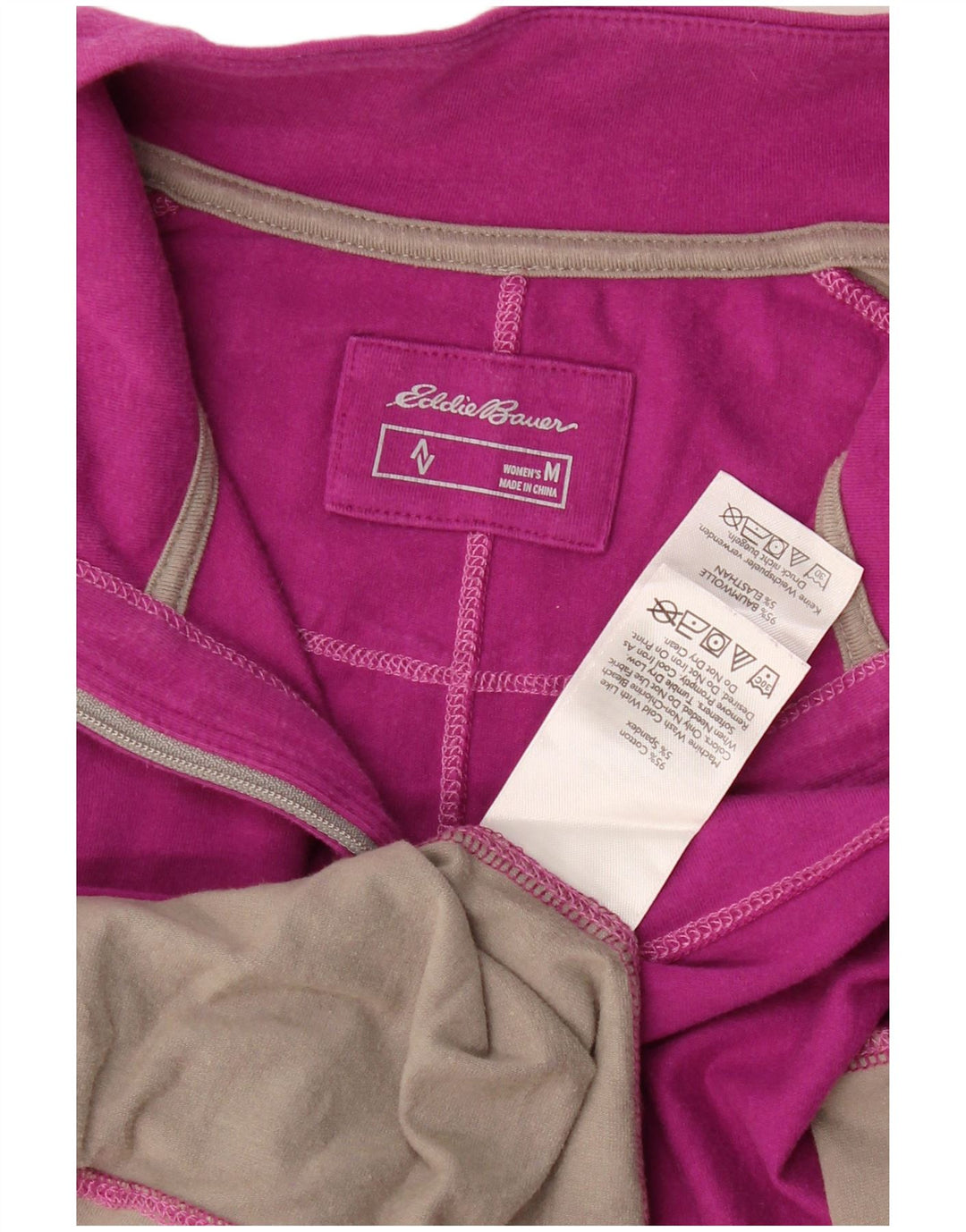 Eddie Bauer Top con cuello y cremallera para mujer, manga larga, UK 42, color morado medio