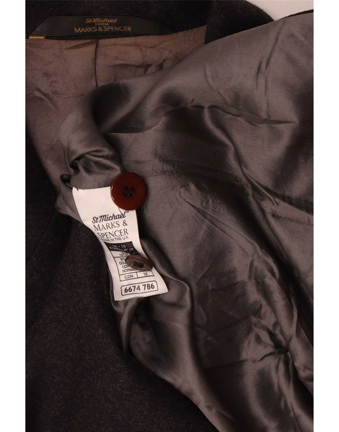Marks & Spencer Chaqueta Blazer de 5 Botones para Mujer UK 40 XL Lana Gris