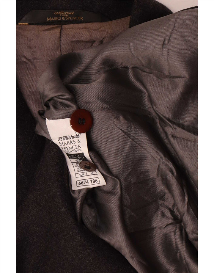 Marks & Spencer Chaqueta Blazer de 5 Botones para Mujer UK 40 XL Lana Gris