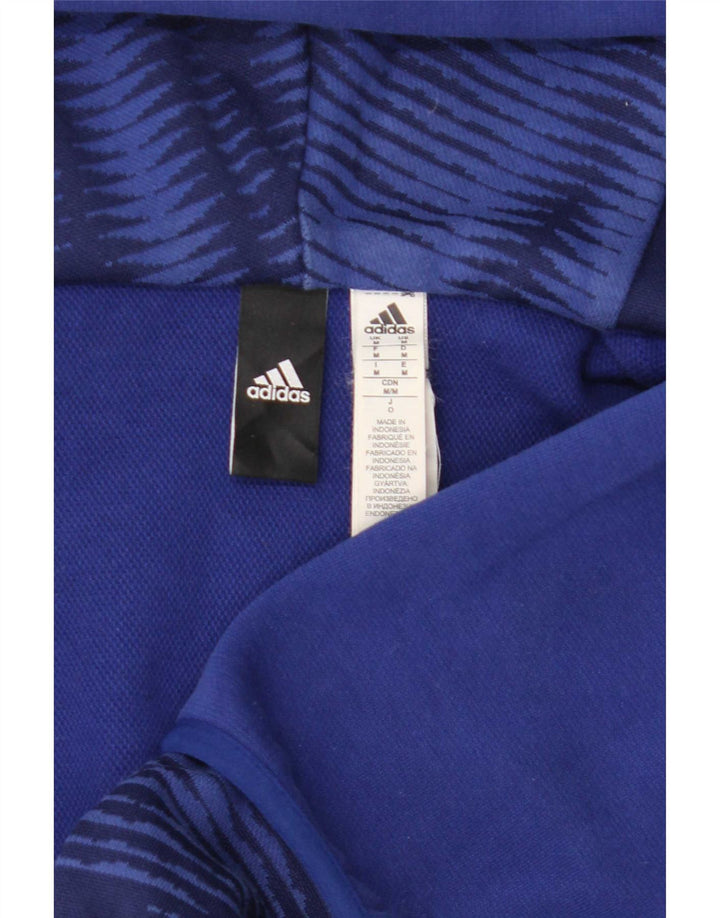 Adidas - Sudadera con capucha y cremallera para hombre, algodón azul medio