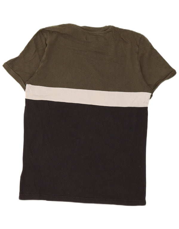 Adidas Hombre Camiseta Top Small Verde Colorblock Algodón