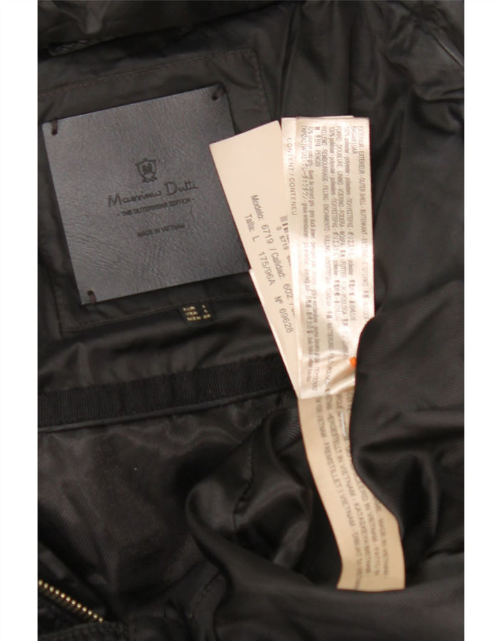 MASSIMO DUTTI Womens Hooded Padded Coat UK 16 Large Black Polyester