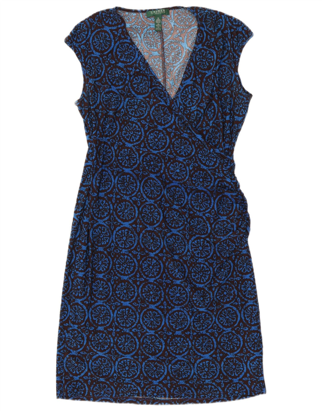 RALPH LAUREN Vestido sin mangas para mujer US 12 grande azul floral