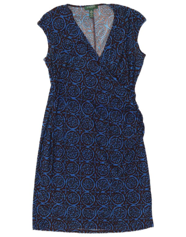 RALPH LAUREN Vestido sin mangas para mujer US 12 grande azul floral