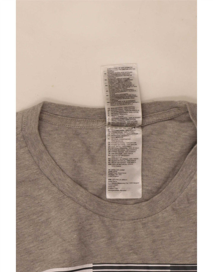 Adidas Hombre Camiseta Gráfica Top Algodón Moteado Gris Medio