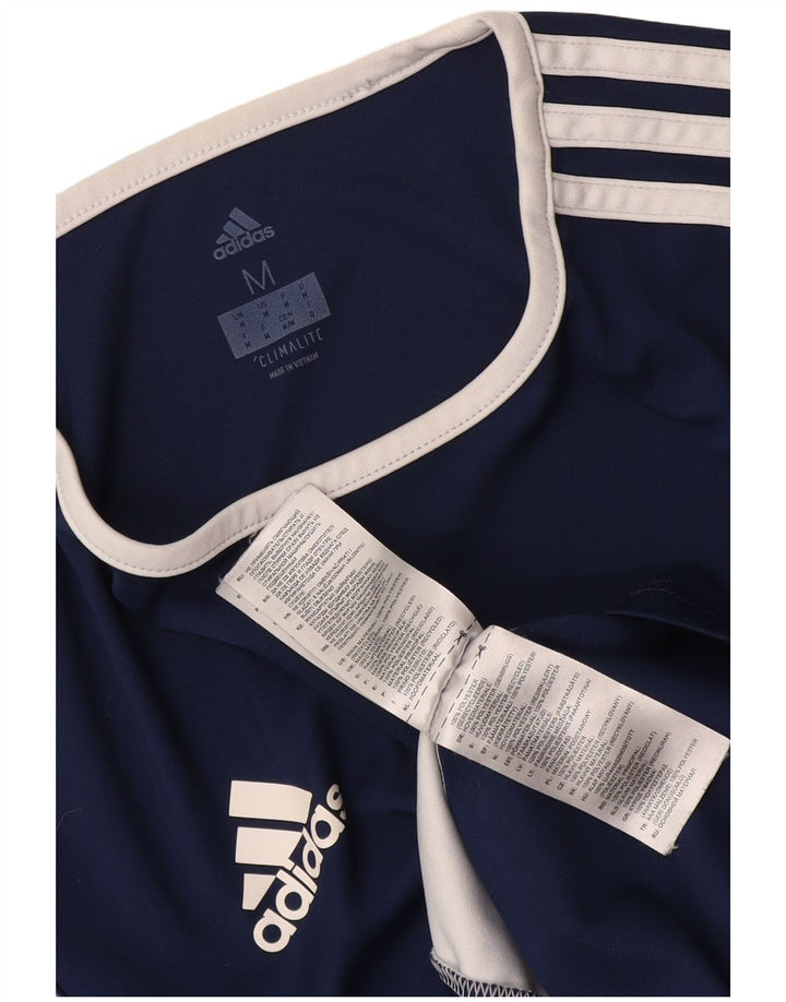 Adidas Hombre Climalite Camiseta Top Medio Azul Marino Colorblock Poliéster