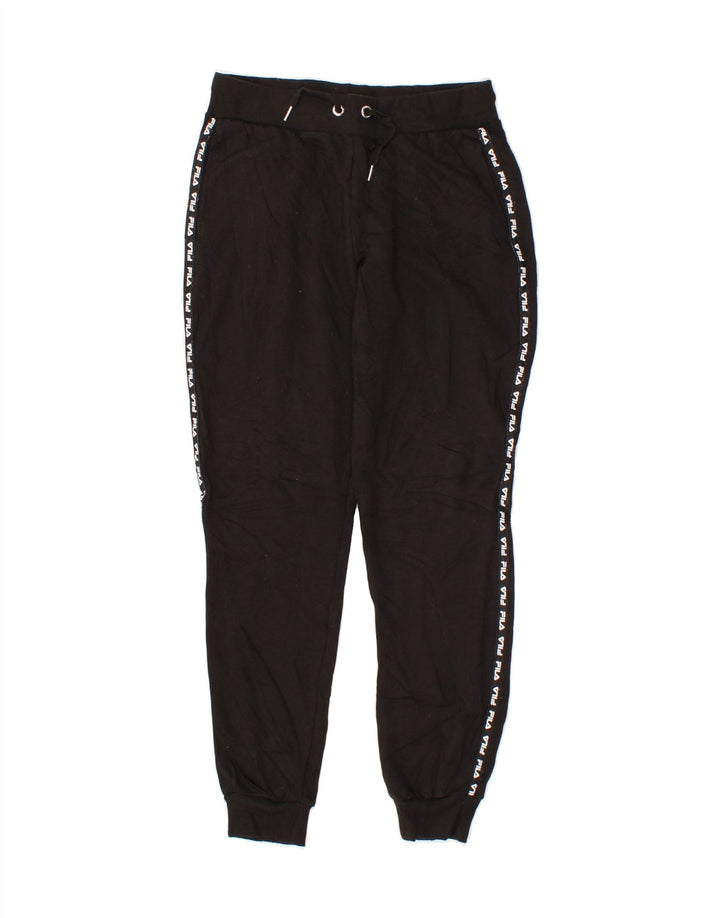 FILA Womens Graphic Tracksuit Trousers Joggers UK 10 Small Black Polyester Vintage Fila and Second-Hand Fila from Messina Hembry 
