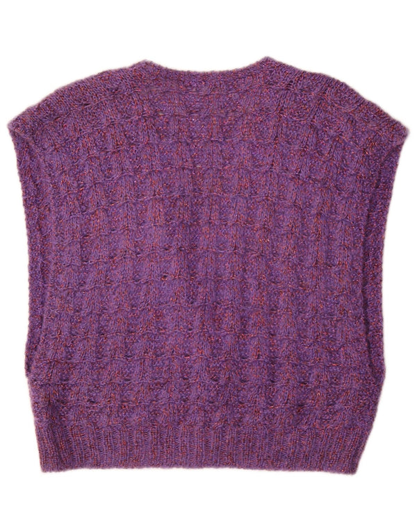 Vintage Womens Knit Waistcoat UK 14 Large Purple Flecked