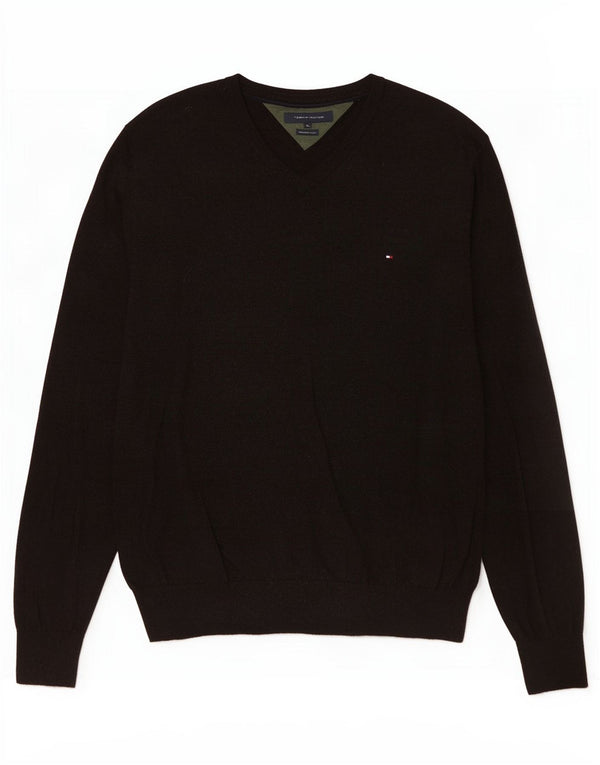 Tommy Hilfiger Jersey con Cuello en V para Hombre XL Lana de Cordero marrón