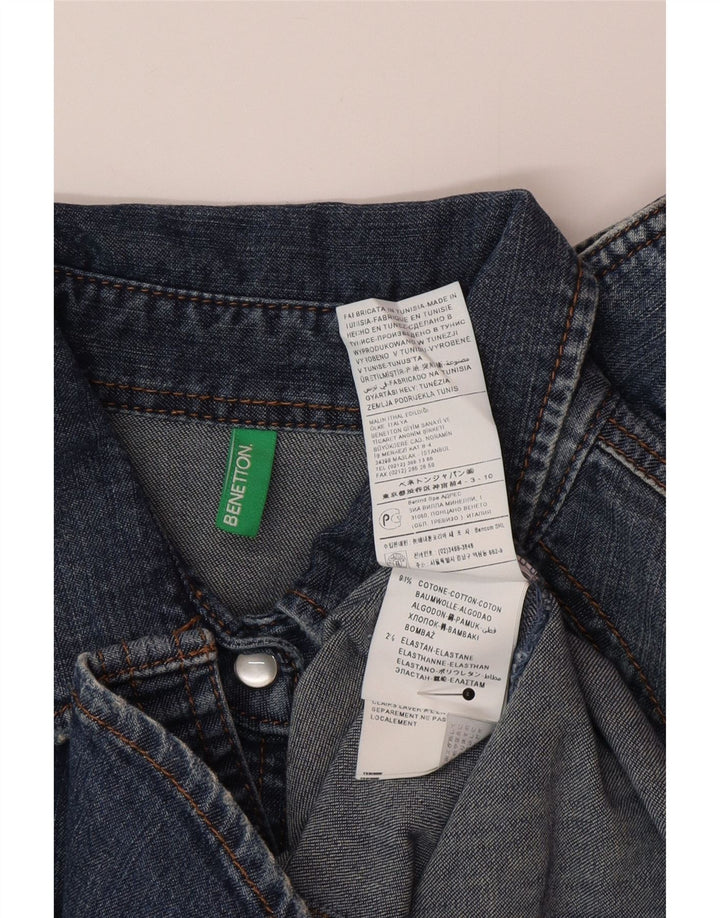 Camisa Vaquera Benetton Mujer ES 42 Azul Medio Algodón