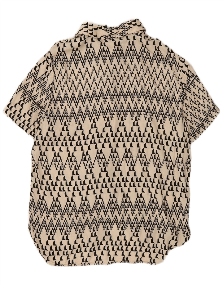 Zara Mujer Camisa Manga Corta UK 44 Medium Off White Geométrico