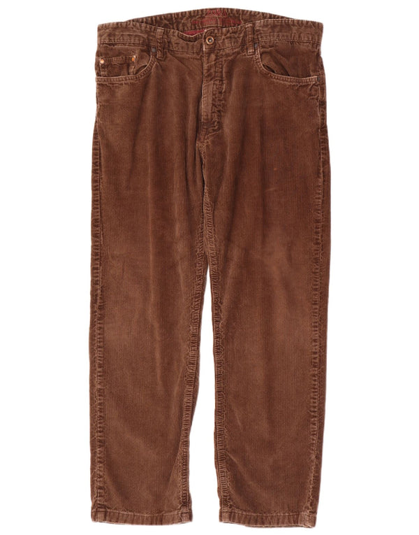 Zara Pantalón recto de pana para hombre EU 44 Large W34 L28 Algodón marrón