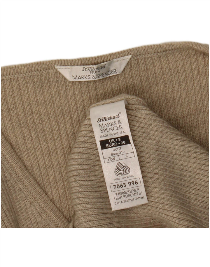Marks & Spencer Suéter St. Michael con Cuello en V para Mujer UK 8 Small Beige