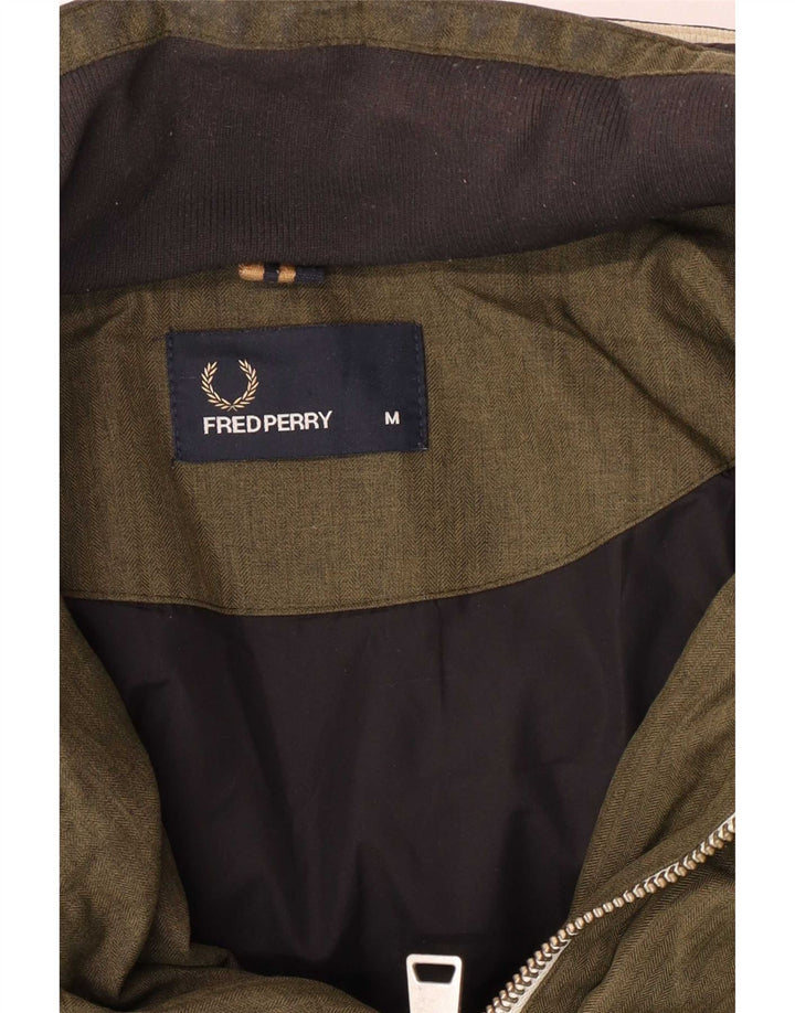 Fred Perry Chaqueta acolchada con capucha para hombre UK 38 Medium Khaki