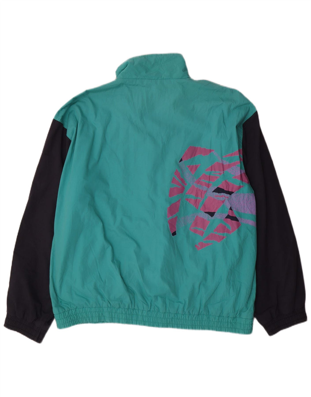 VINTAGE Chaqueta superior de chándal para hombre XL Turquesa Colorblock Poliéster