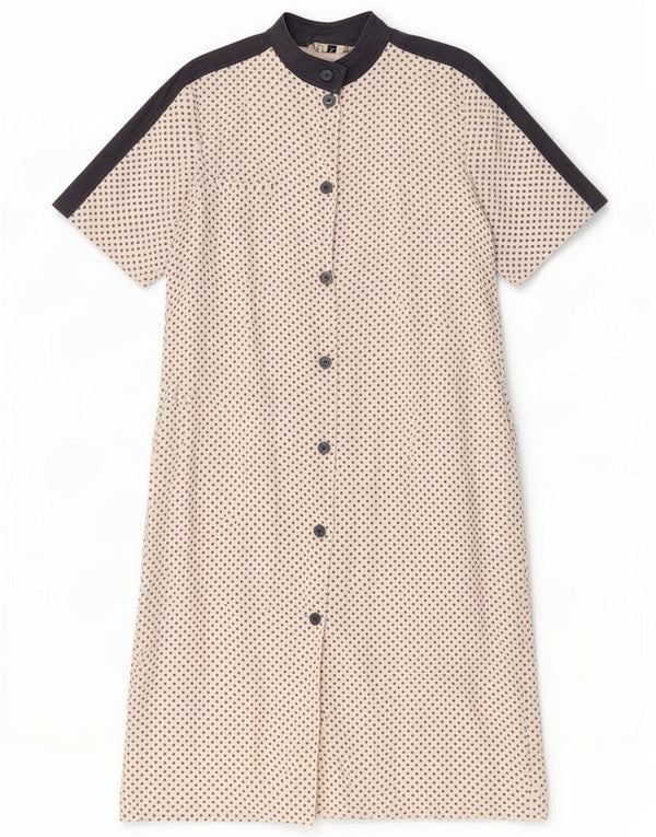 Valentino Womens Short Sleeves Shirt Dress IT 46 Large White Spotted Cotton