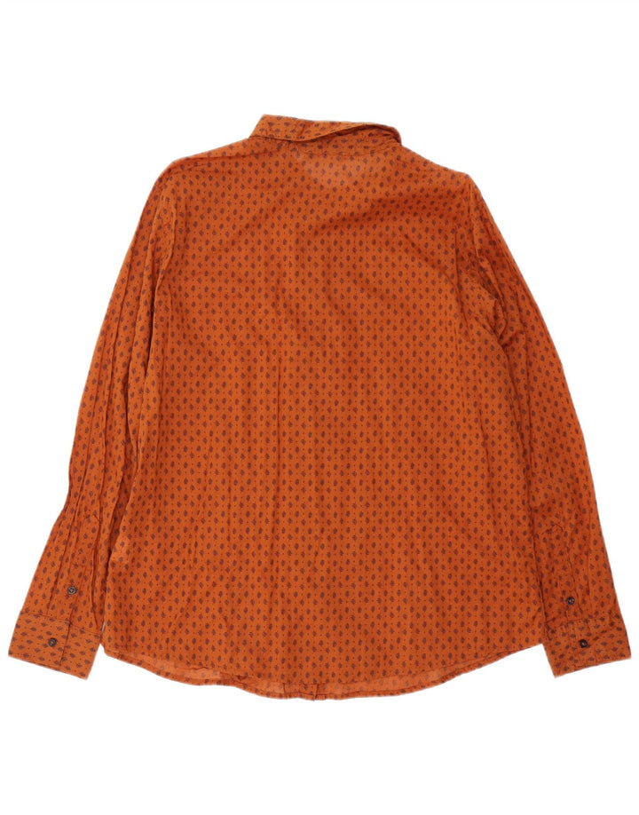 BENETTON Camisa de Mujer ES 40 XL Algodón Floral Marrón