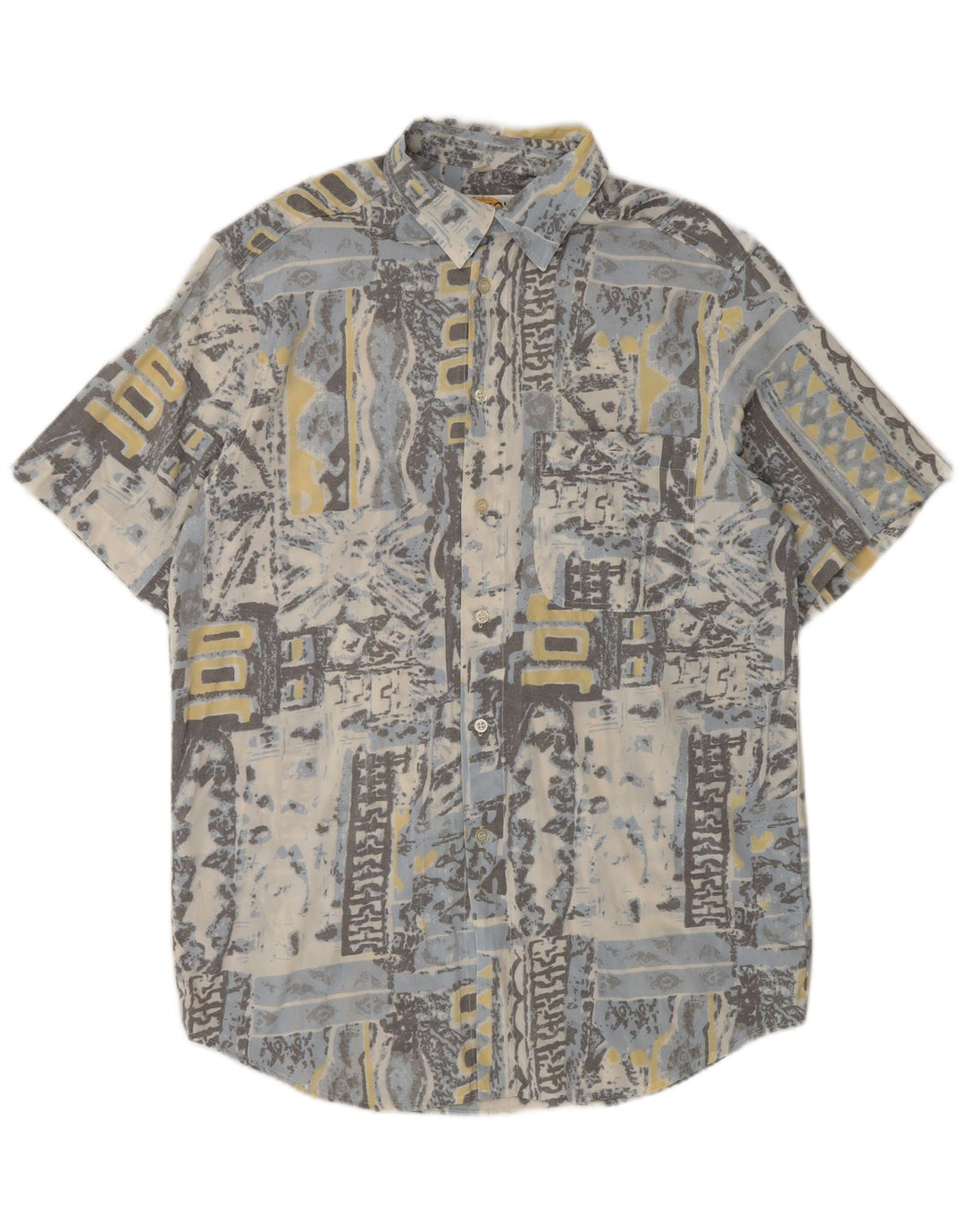Vintage hombres patrón abstracto camisa tamaño 14 1/5 37/38 medio multicolor