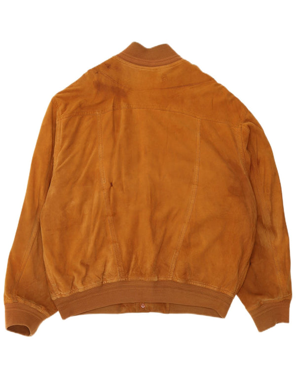 Vintage mujer ante bomber chaqueta Reino Unido 18 XL marrón