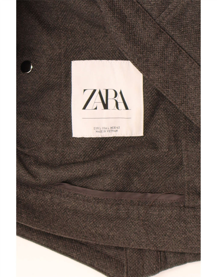 Zara Mens Zip Chaqueta Bomber Acolchada Reino Unido 40 Grande Gris