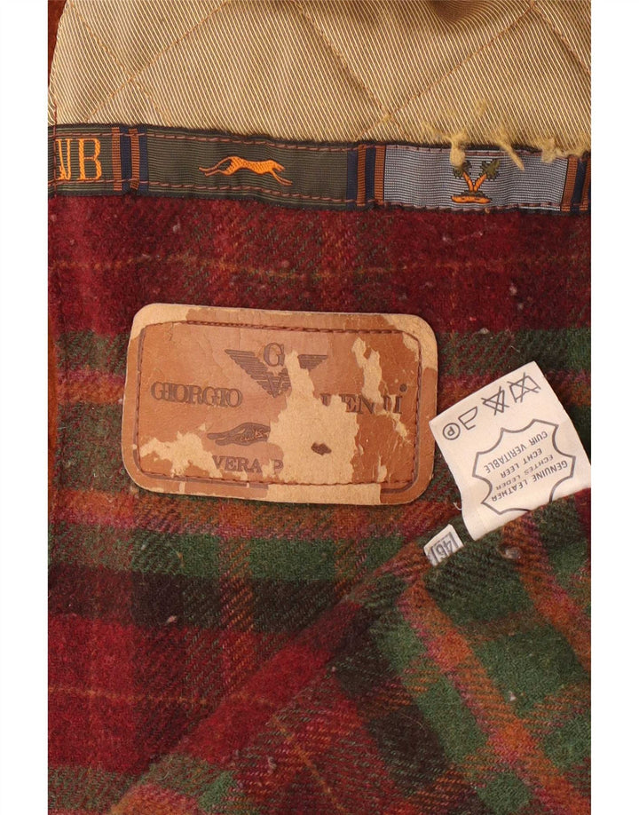 Vintage mujer de gran tamaño con capucha ante Parka chaqueta IT 46 marrón grande