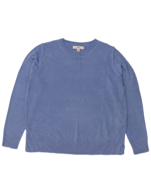 Marks & Spencer Jersey con Cuello Barco para Mujer UK 44 Grande Acrílico Azul