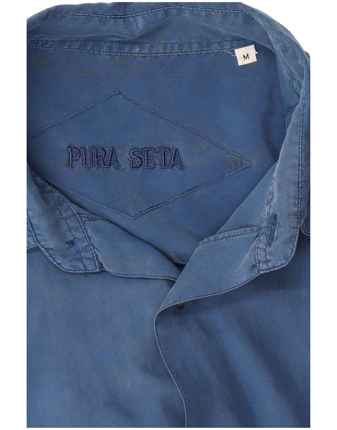Camisa VINTAGE Hombre Seda Azul Medio