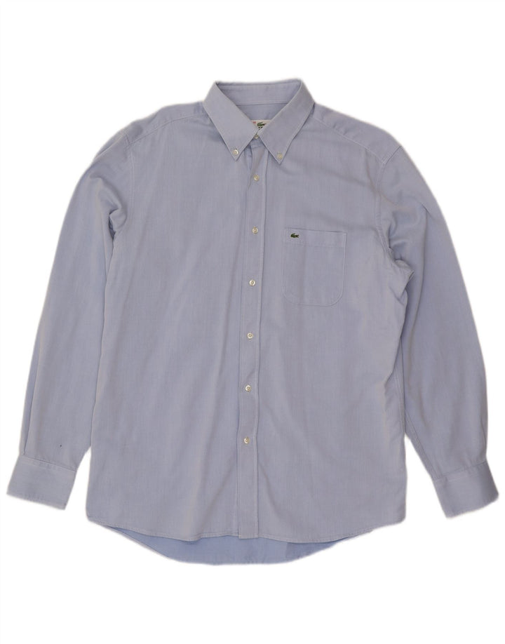 LACOSTE Camisa de corte regular para hombre Talla 43 Algodón azul grande