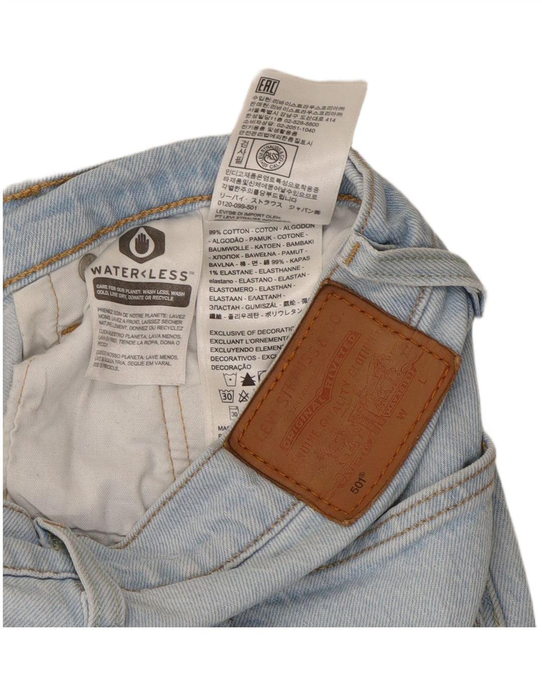 Vaqueros Levi's Mujer 501 Rectos W27 L26 Algodón Azul
