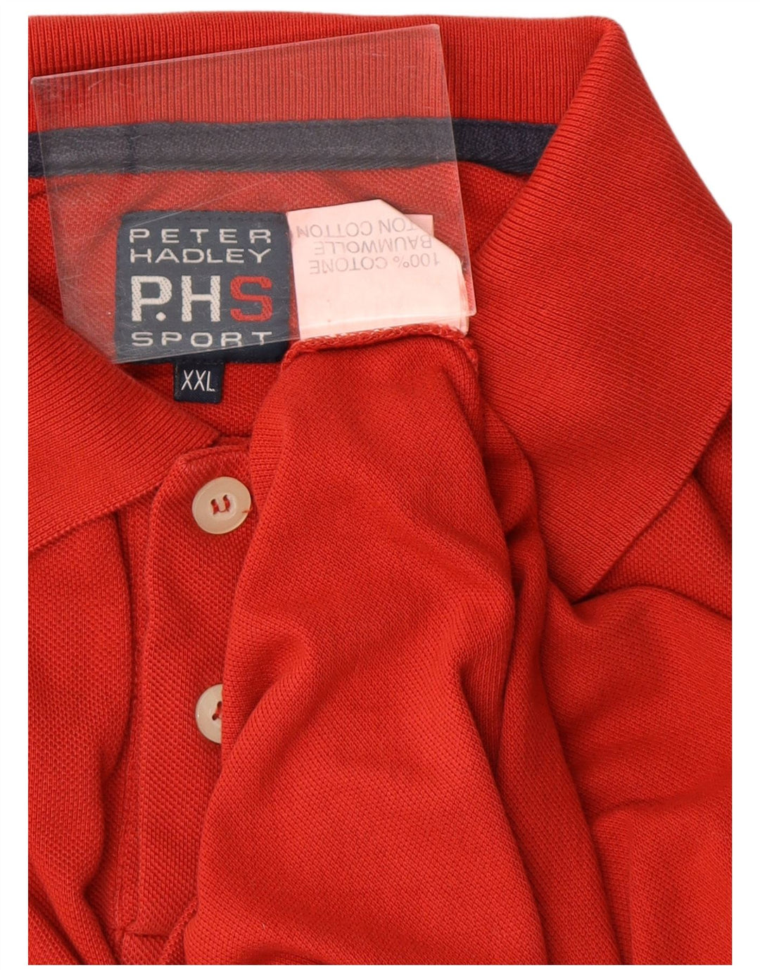 PETER HADLEY Polo de manga larga para hombre 2XL Algodón rojo