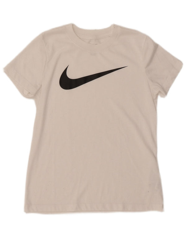 NIKE Womens Graphic T-Shirt Top UK 10 Small White Polyester