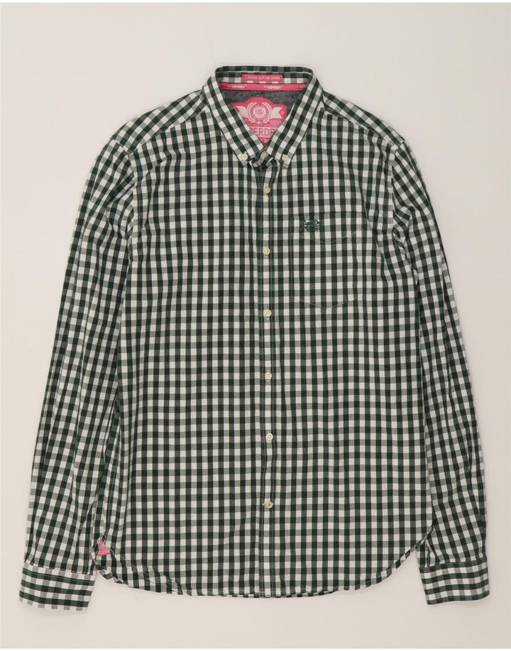 SUPERDRY Camisa Hombre XL Algodón Vichy Verde