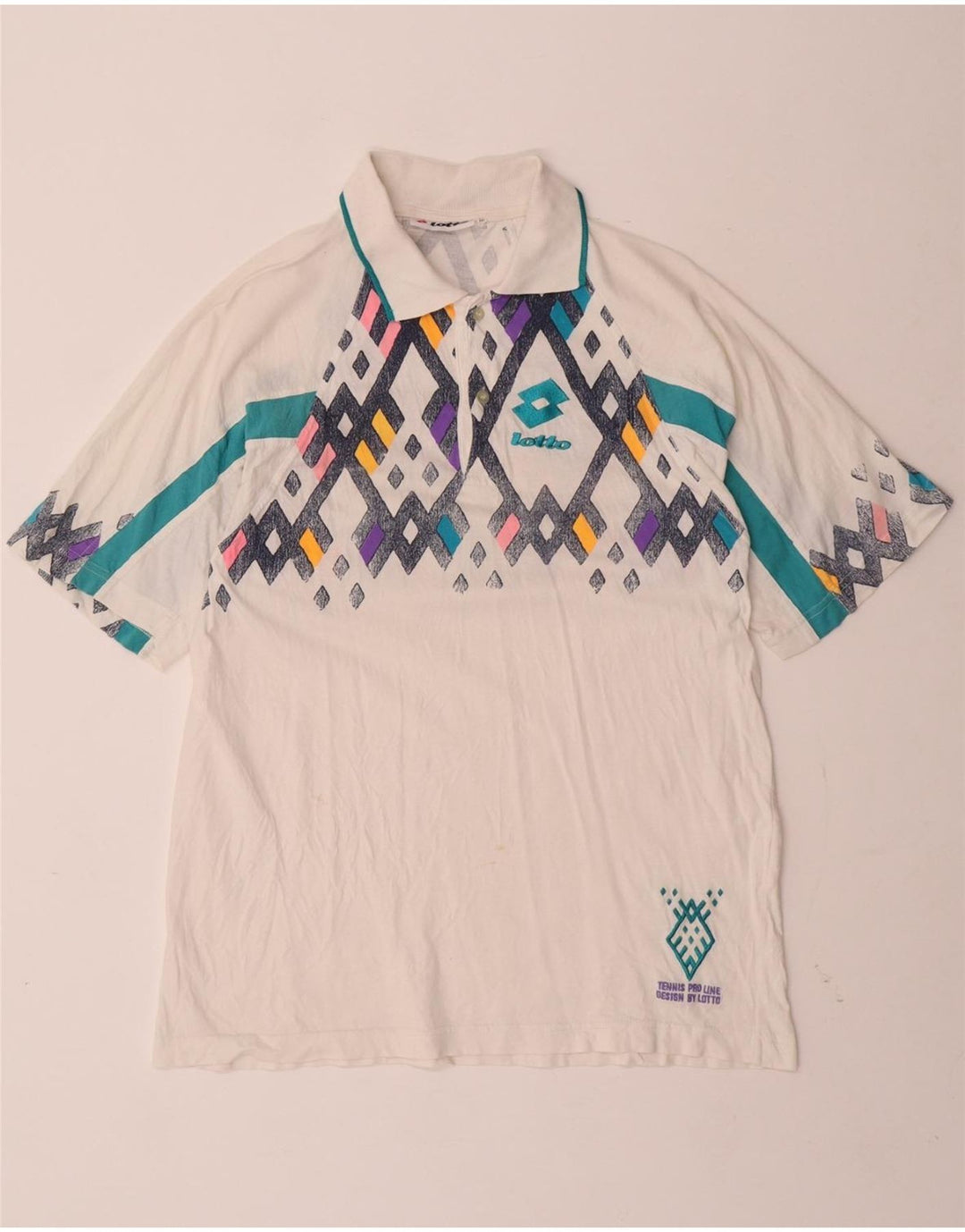 LOTTO Polo Hombre Medio Blanco Geométrico