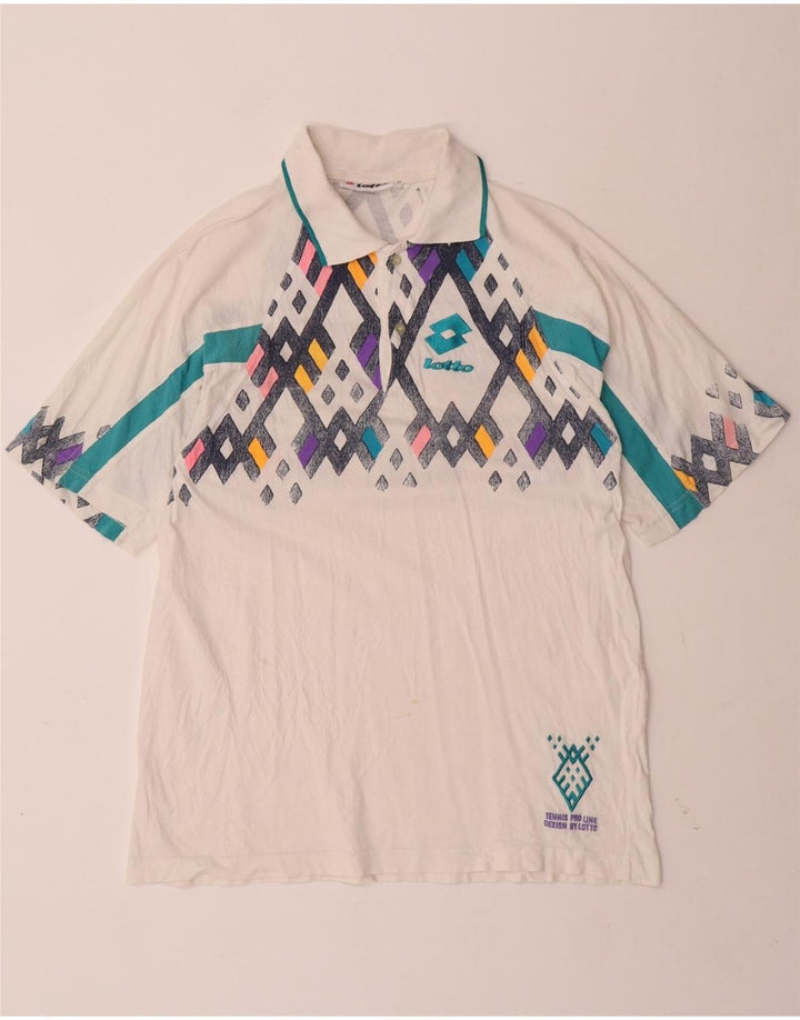 LOTTO Polo Hombre Medio Blanco Geométrico