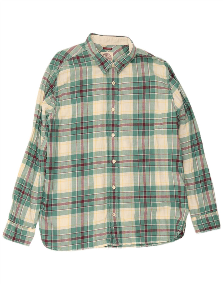 Camisa de franela para hombre Fat Face XL de algodón a cuadros verdes