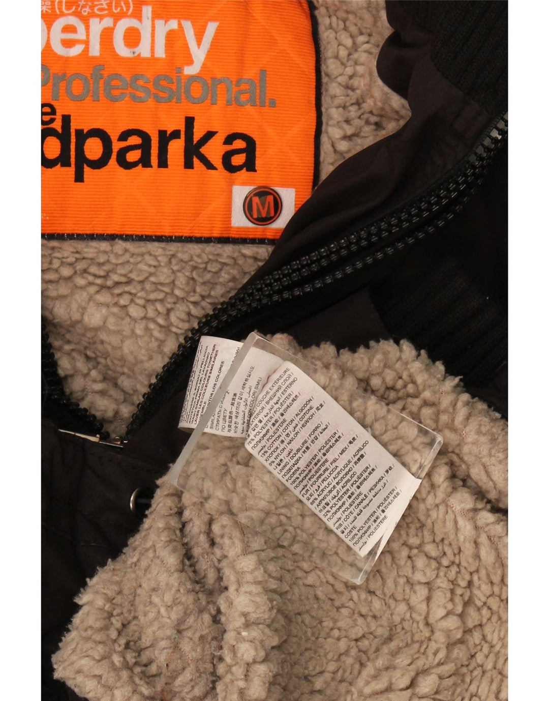 Superdry Parka con capucha Windparka para mujer, talla 44, poliéster negro mediano