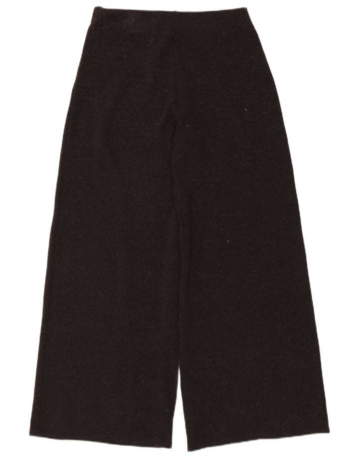 Zara Mujer Pantalones Casuales De Pierna Ancha Medianos W28 L28 Poliéster Negro