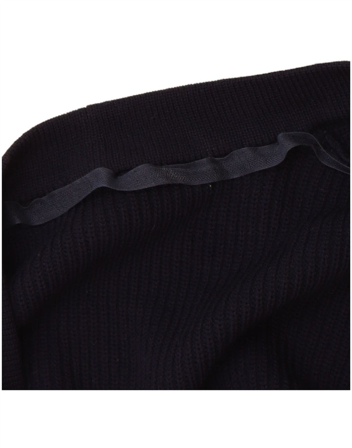 Vintage hombres Cardigan suéter grande azul marino nueva lana