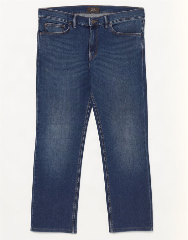 Marks & Spencer Vaqueros rectos para hombre W40 L27 Algodón azul