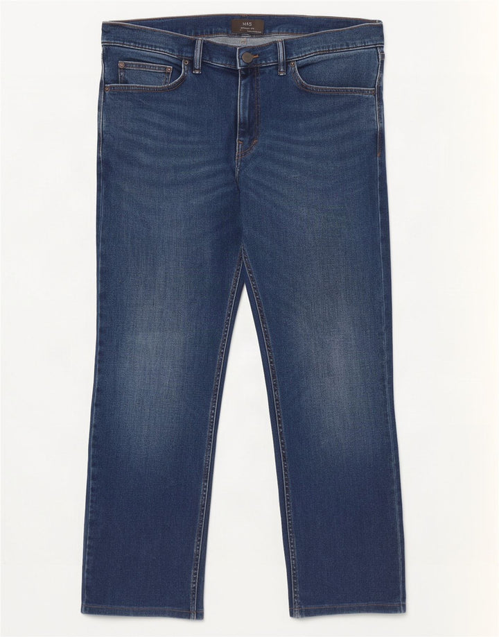 Marks & Spencer Vaqueros rectos para hombre W40 L27 Algodón azul