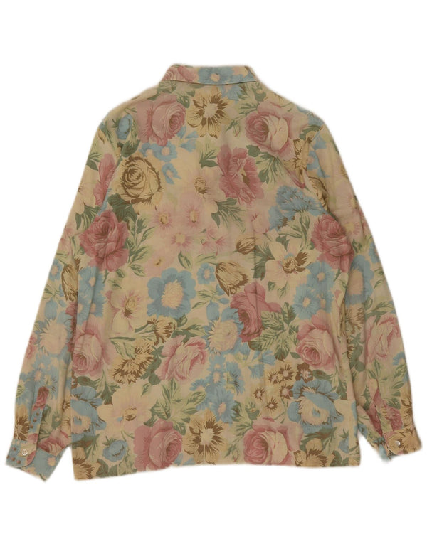 VINTAGE Camisa de Mujer Reino Unido 16 Grande Multicolor Floral