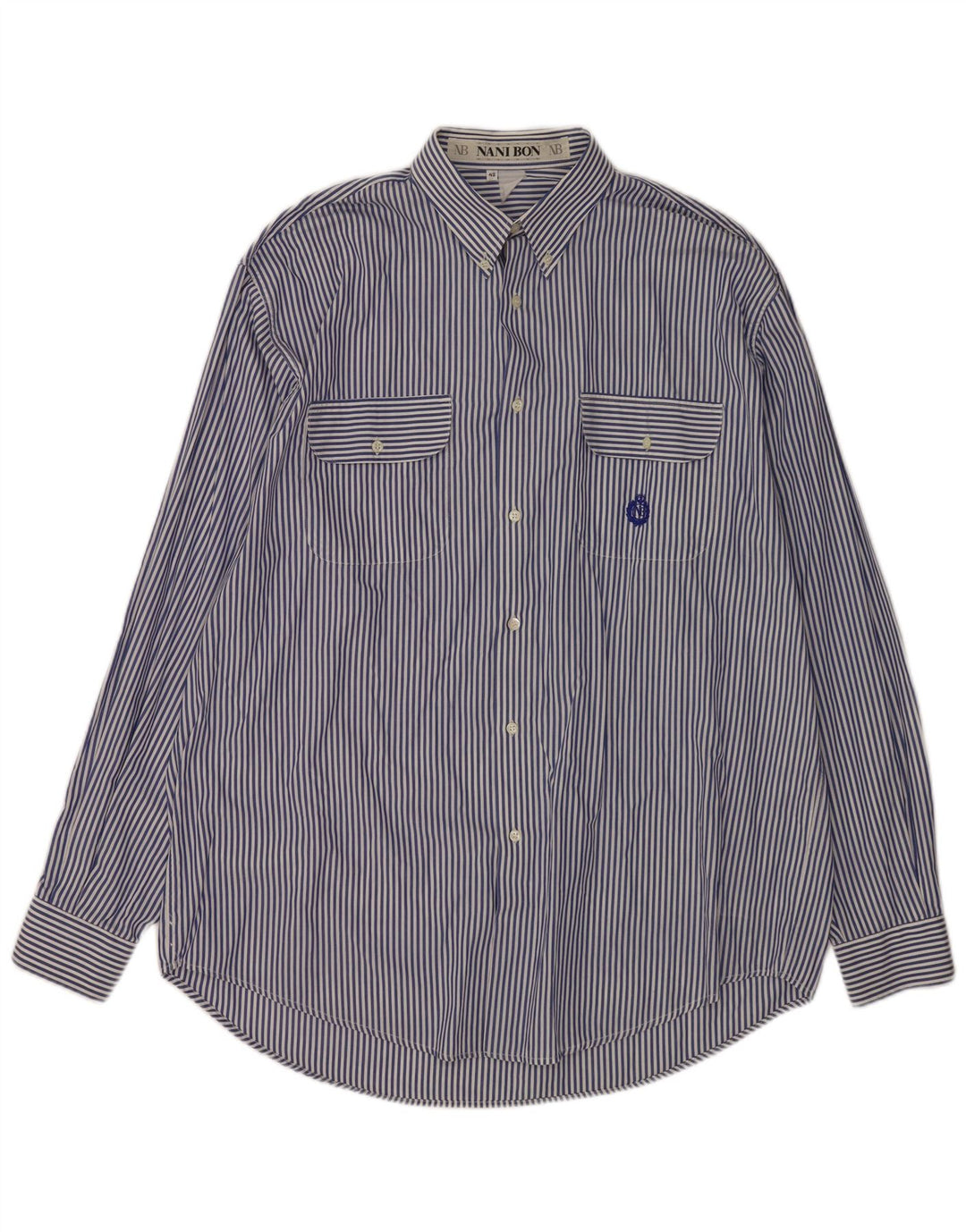 NANI BON Camisa para hombre Talla 42 Grande Azul Raya diplomática