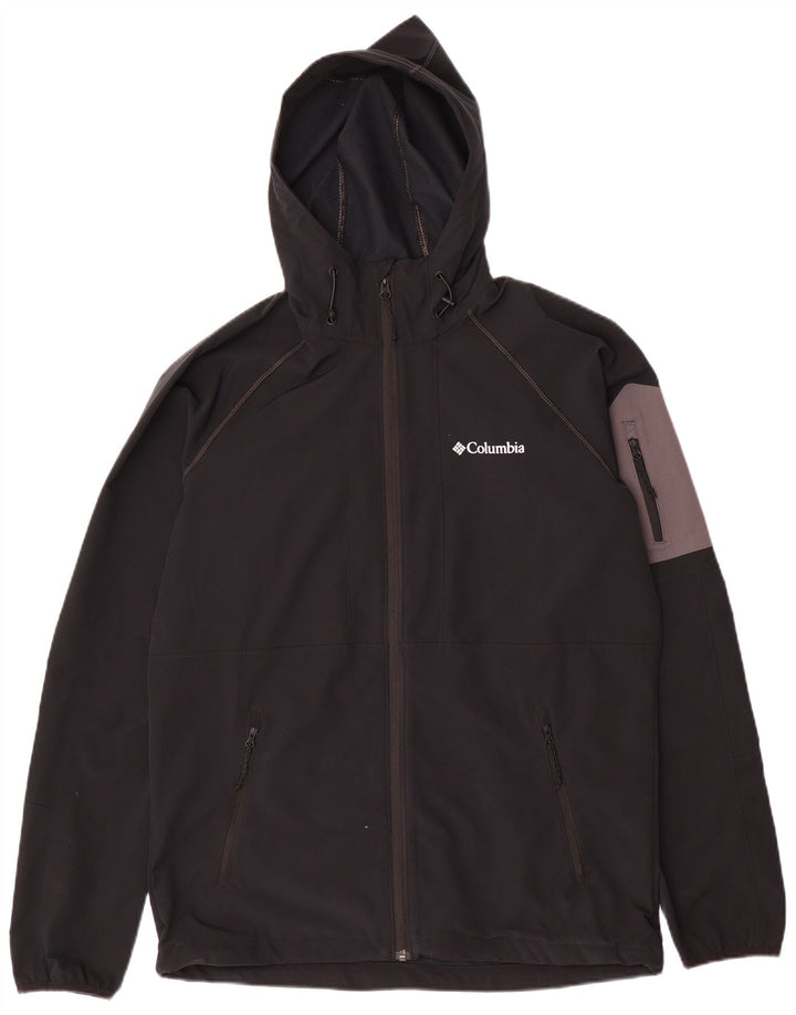 Columbia Chaqueta impermeable con capucha para hombre UK 38 Medium Negro Poliéster