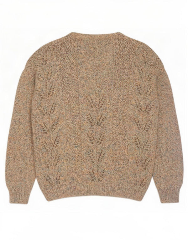Vintage mujer Cardigan suéter Reino Unido 20 2XL Beige moteado