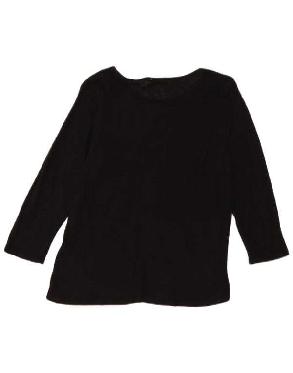 Zara Mujer Top Manga Larga UK 44 Grande Negro