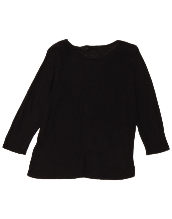 Zara Mujer Top Manga Larga UK 44 Grande Negro