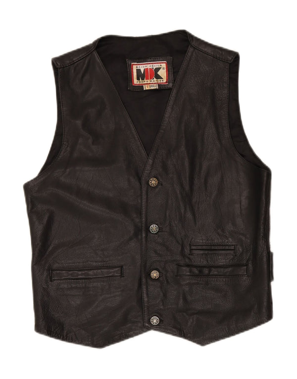 MDK Mens Leather Waistcoat Small Black Leather