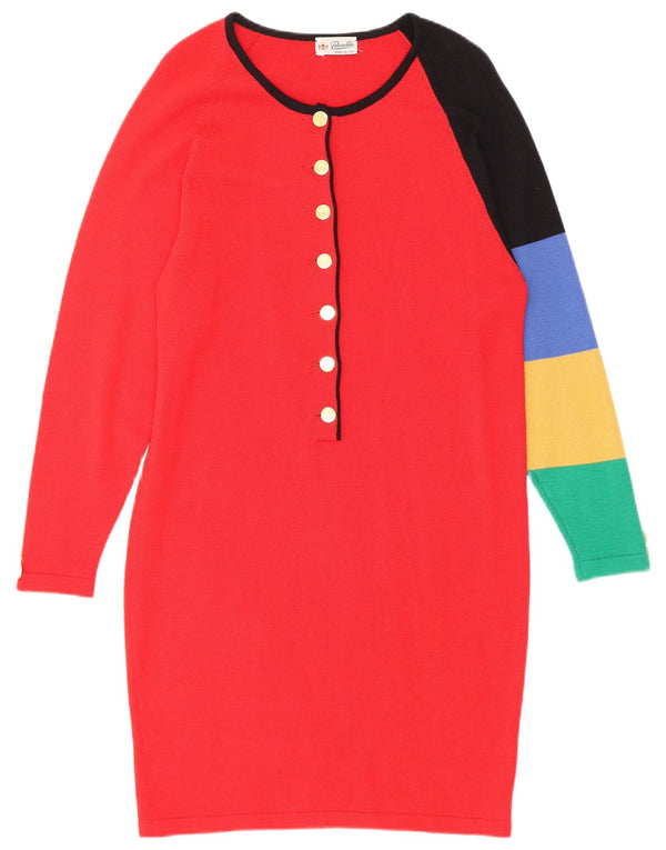 Vestido jersey de manga larga vintage para mujer IT 44 Bloque de color rojo medio