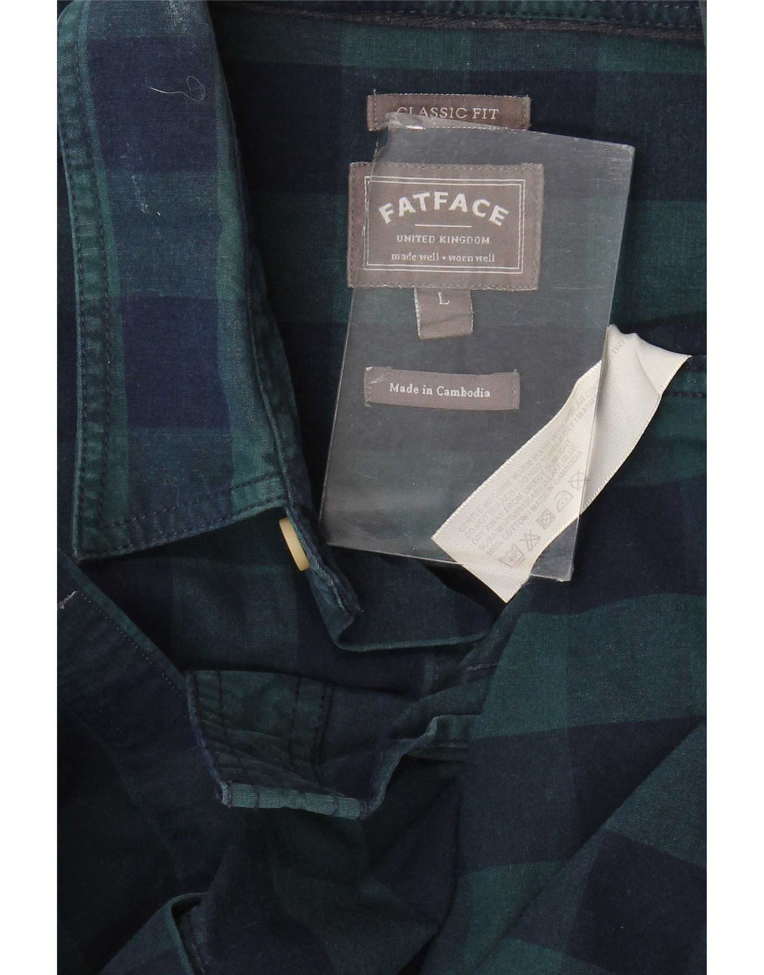 Camisa de corte clásico para hombre de Fat Face, talla grande, de algodón a cuadros en azul marino