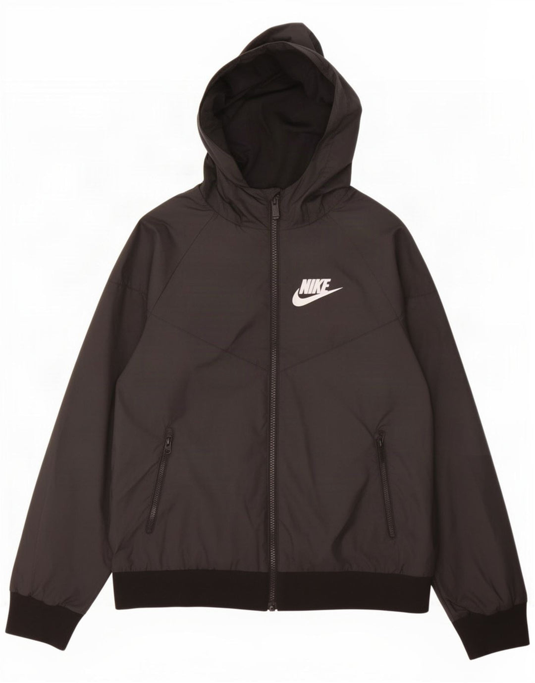 Nike Chaqueta impermeable con capucha para niños 10-11 años Mediana Negro Poliéster